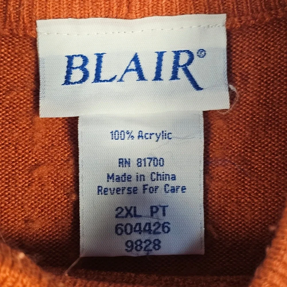 Blair Burnt Orange Mock Neck Sweater Womens 2XL PT Acrylic Knit Pullover 604426